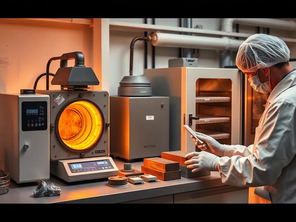 Materials testing laboratory with muffle furnace, drying oven and specimen samples
