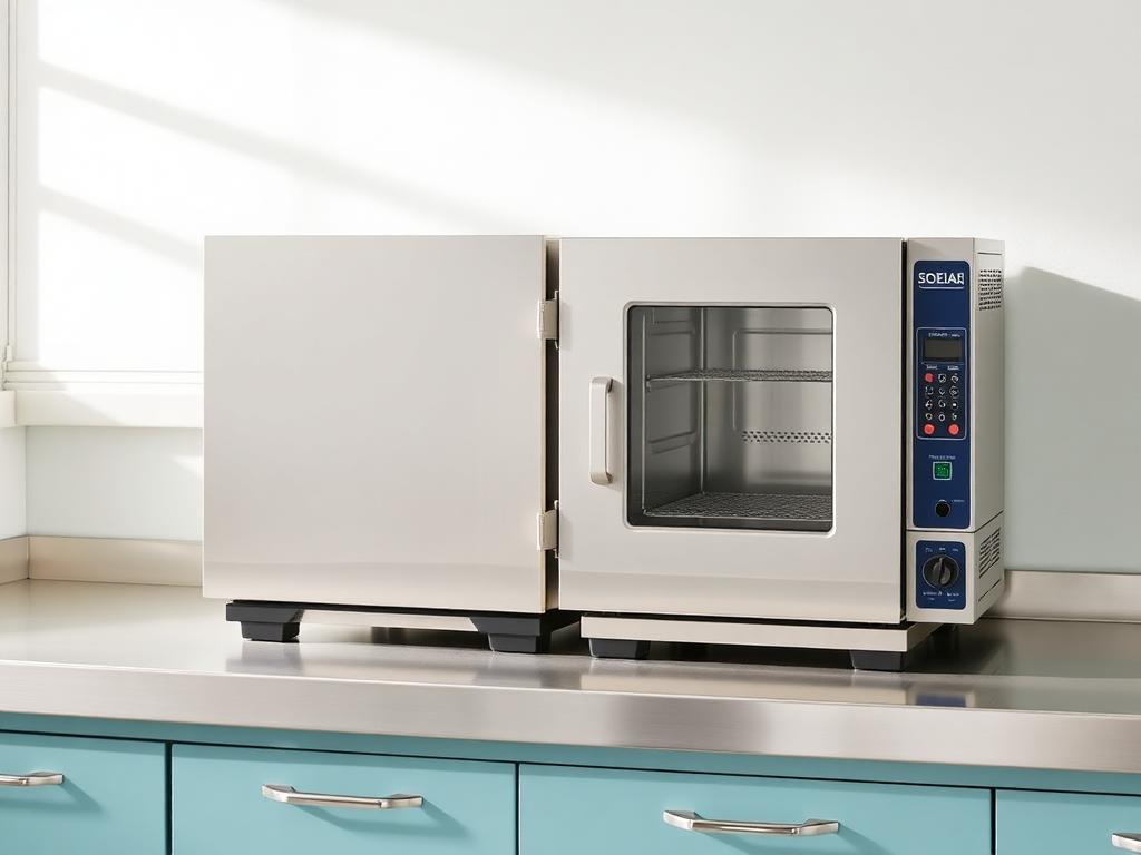 Laboratory drying oven and muffle furnace on a bench