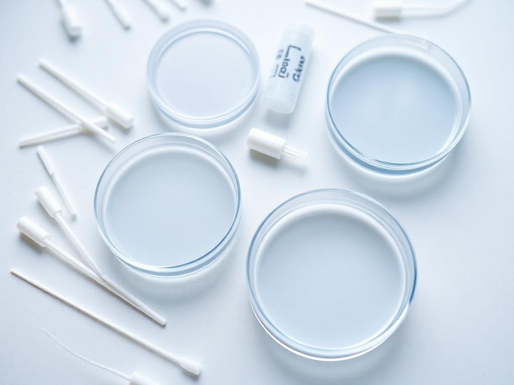 Sterile petri dishes, swabs and filters